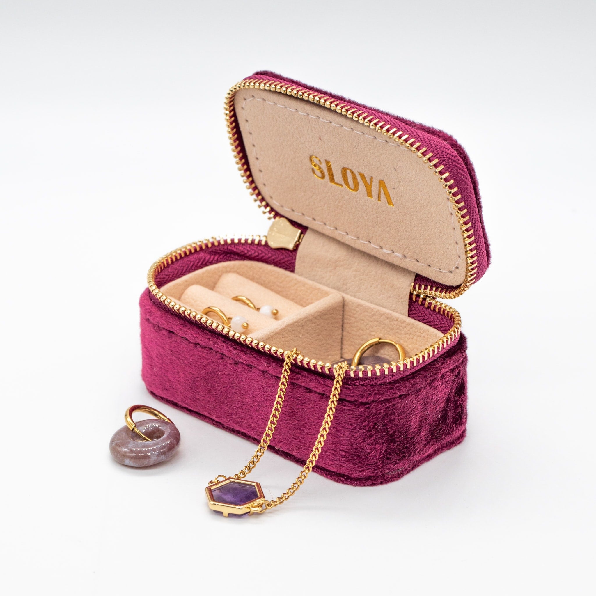 Mini boîte à bijoux velours rouge grenat - SLOYA
